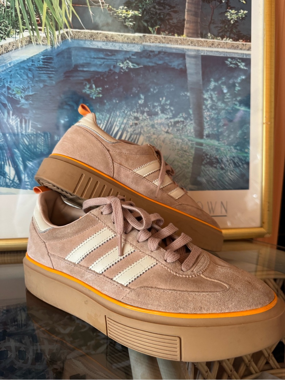 Adidas Super Sleek 72 Platform Sneakers Pink Suede Orange GX5165 Women 9.5
